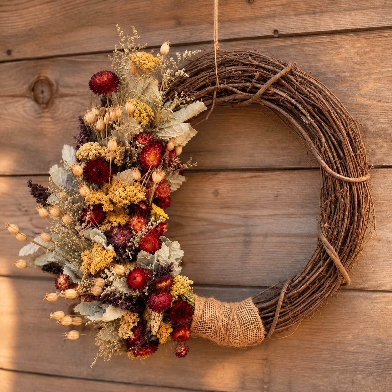 4. Fall Dried Flower Grapevine Wreath Workshop