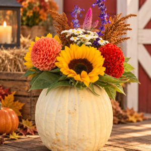 1. Fresh Pumpkin Arrangement